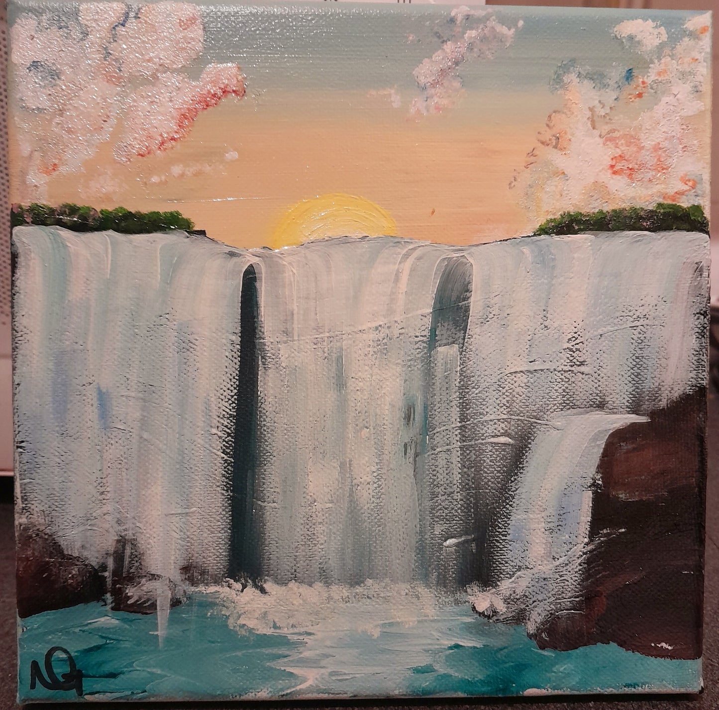 Handmade Waterfall Acrylic Painting